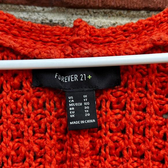 Orange Cropped Knit Cardigan Sweater - Picture 3 of 5